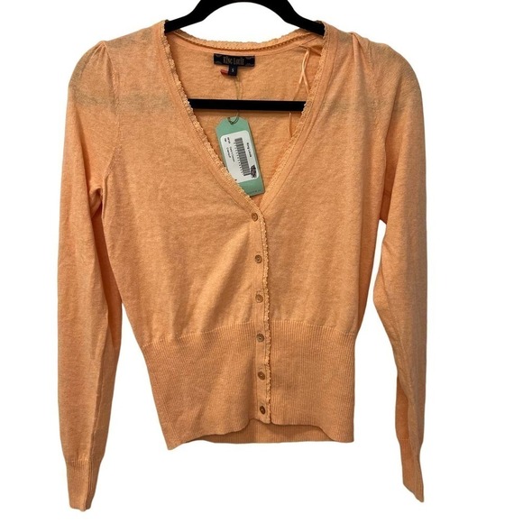 KING Louie $85 Cotton Cardi V Cocoon Creampuff Orange Cardigan Size Small NWT - Picture 4 of 8